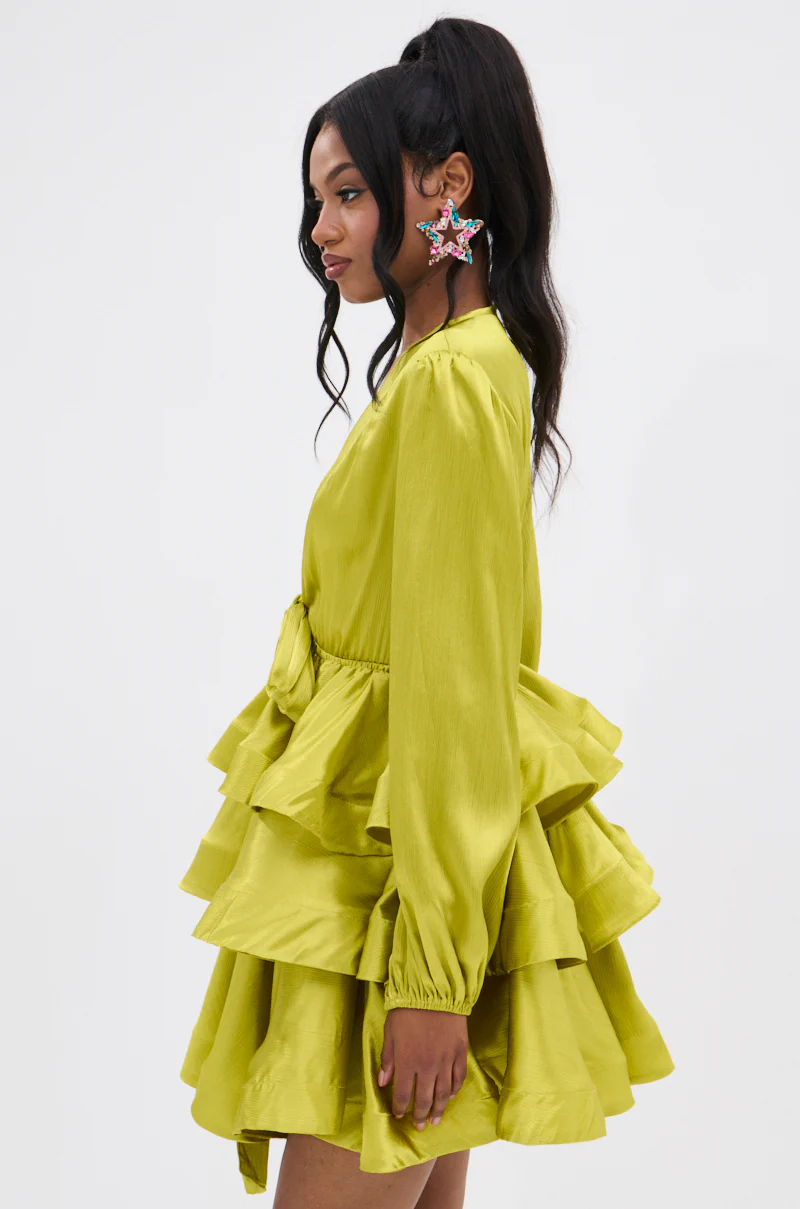 ARIANA SATIN RUFFLED MINI DRESS - Image 4
