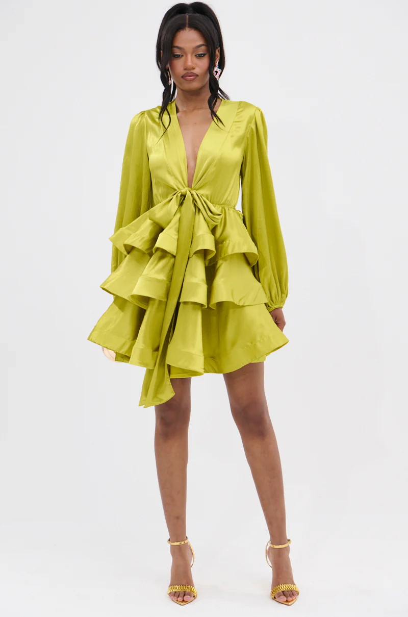 ARIANA SATIN RUFFLED MINI DRESS - Image 7