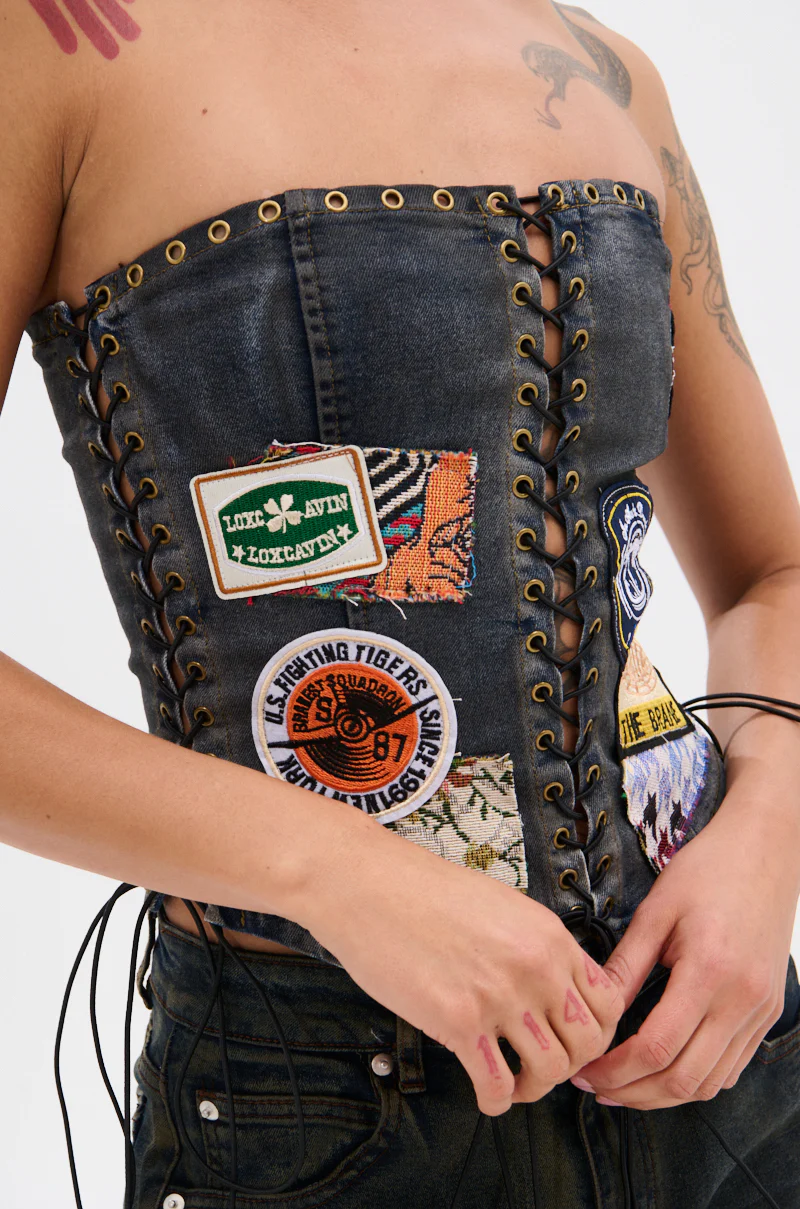 ARTS AND CRAFTS PATCH WORK DENIM CORSET - Image 10