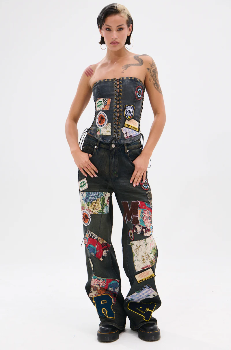 ARTS AND CRAFTS PATCH WORK DENIM CORSET - Image 7