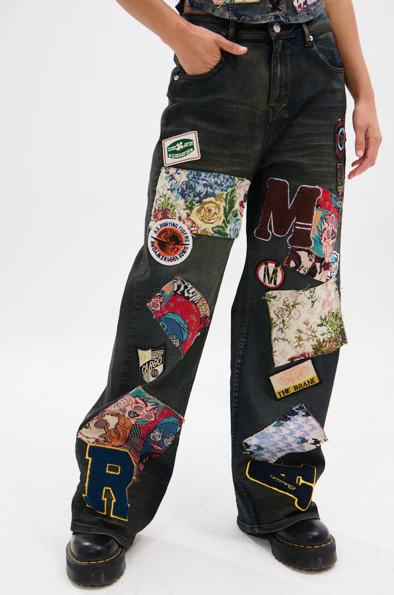 ARTS AND CRAFTS PATCH WORK DENIM PANTS - Image 2