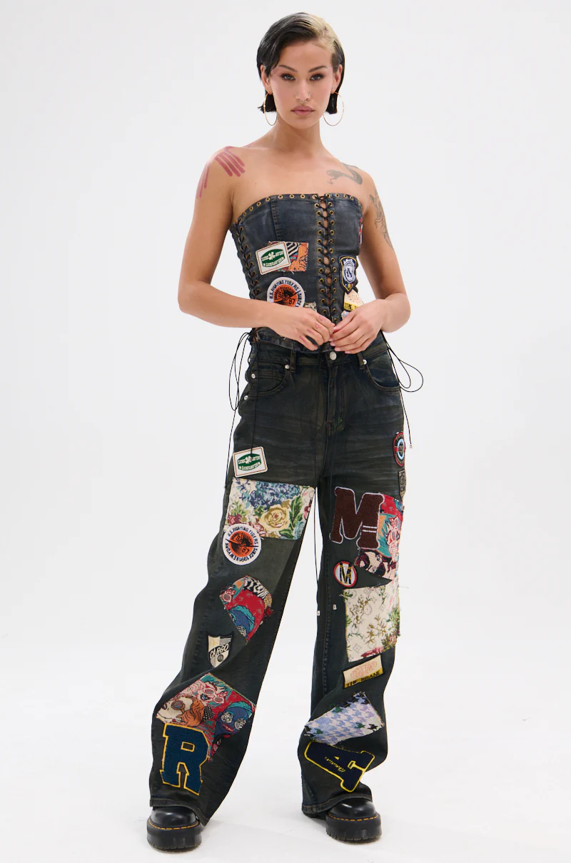 ARTS AND CRAFTS PATCH WORK DENIM PANTS - Image 8