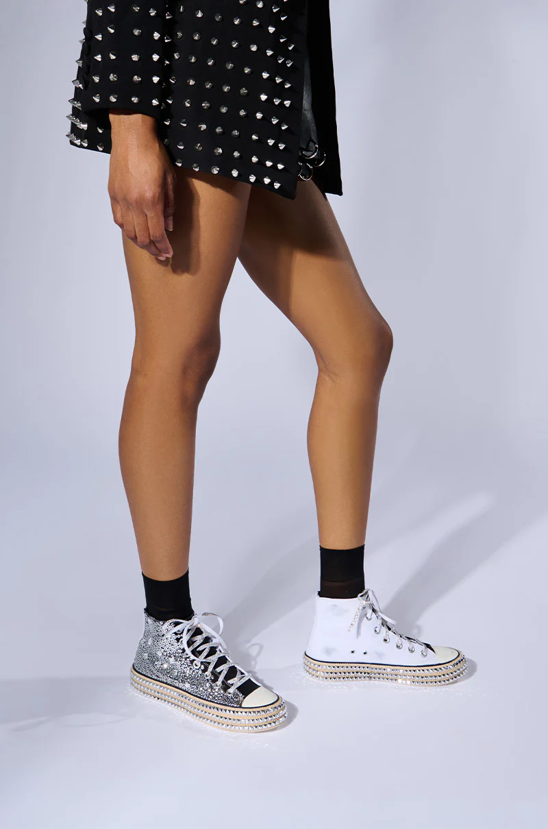ASH BLACK WHITE EMBELLISHED SNEAKER - Image 4