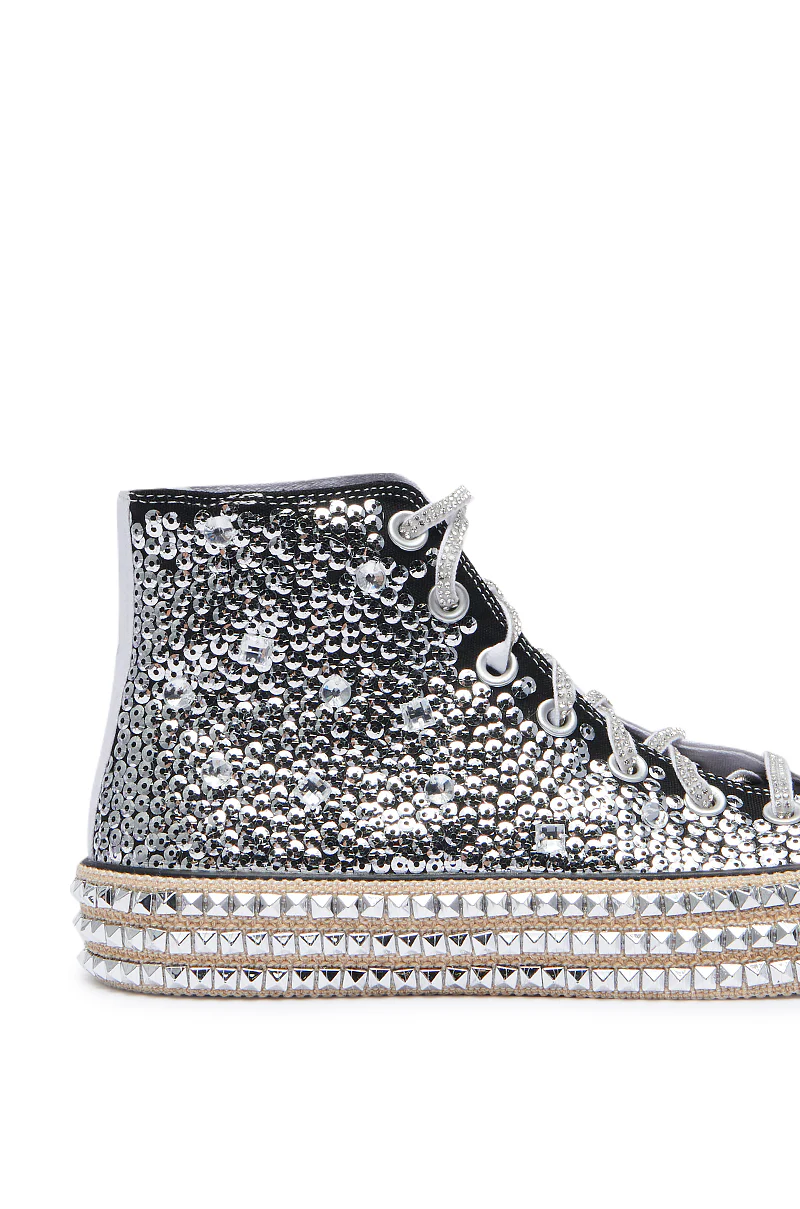ASH BLACK WHITE EMBELLISHED SNEAKER - Image 8