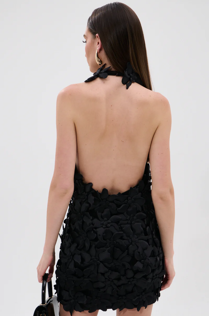 ASHLEY FLORAL MINI DRESS IN BLACK - Image 4