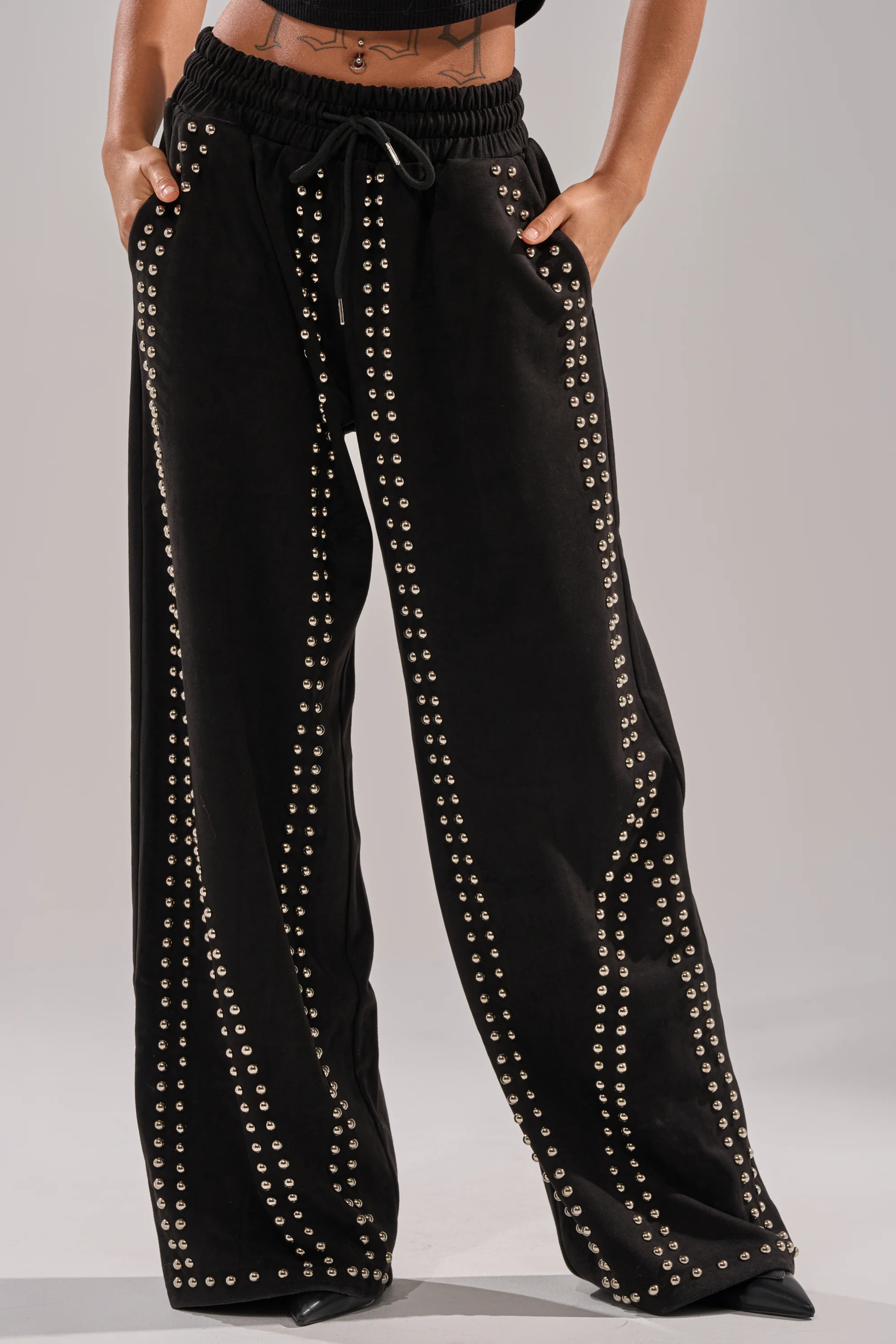 ASHLEY STUDDED WIDE LEG JOGGER