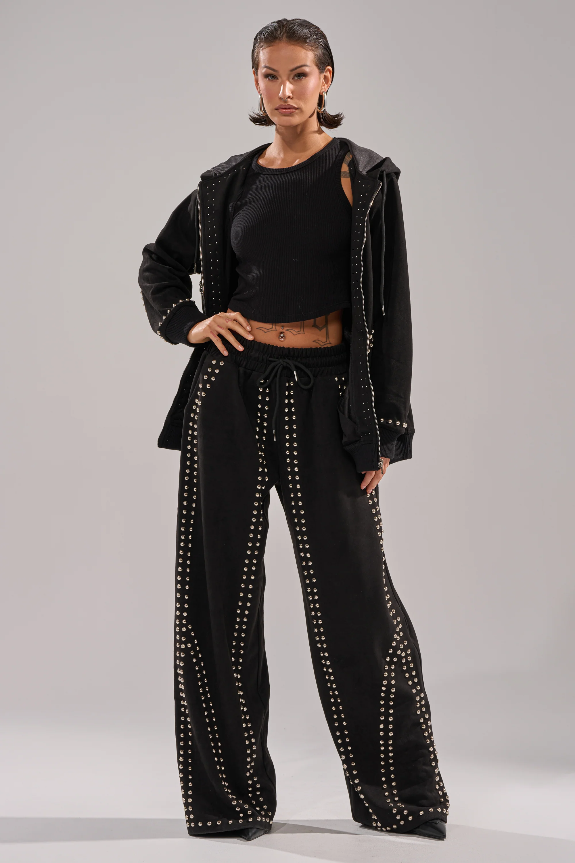 ASHLEY STUDDED WIDE LEG JOGGER - Image 2