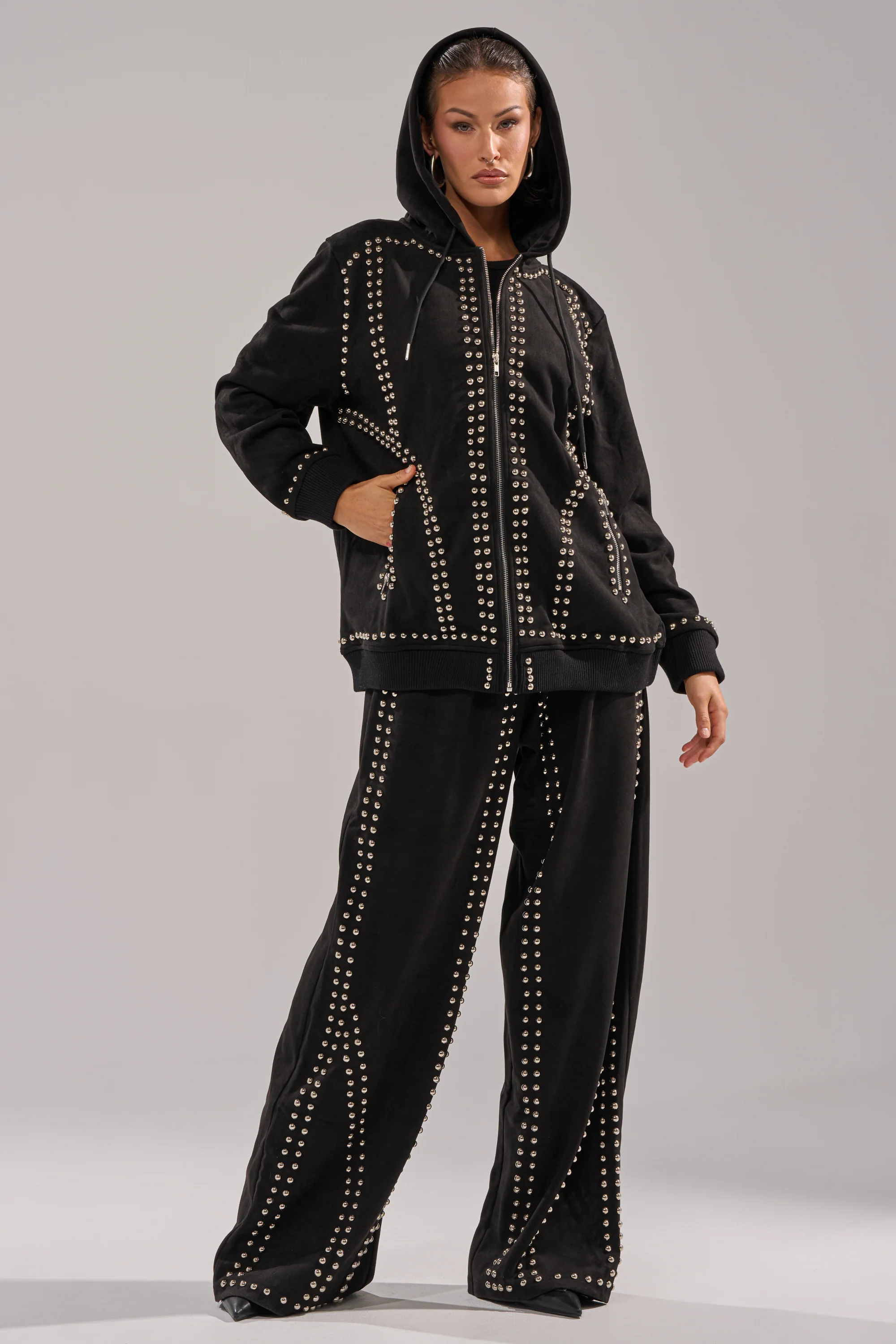 ASHLEY STUDDED ZIP UP SWEATSHIRT - Image 10