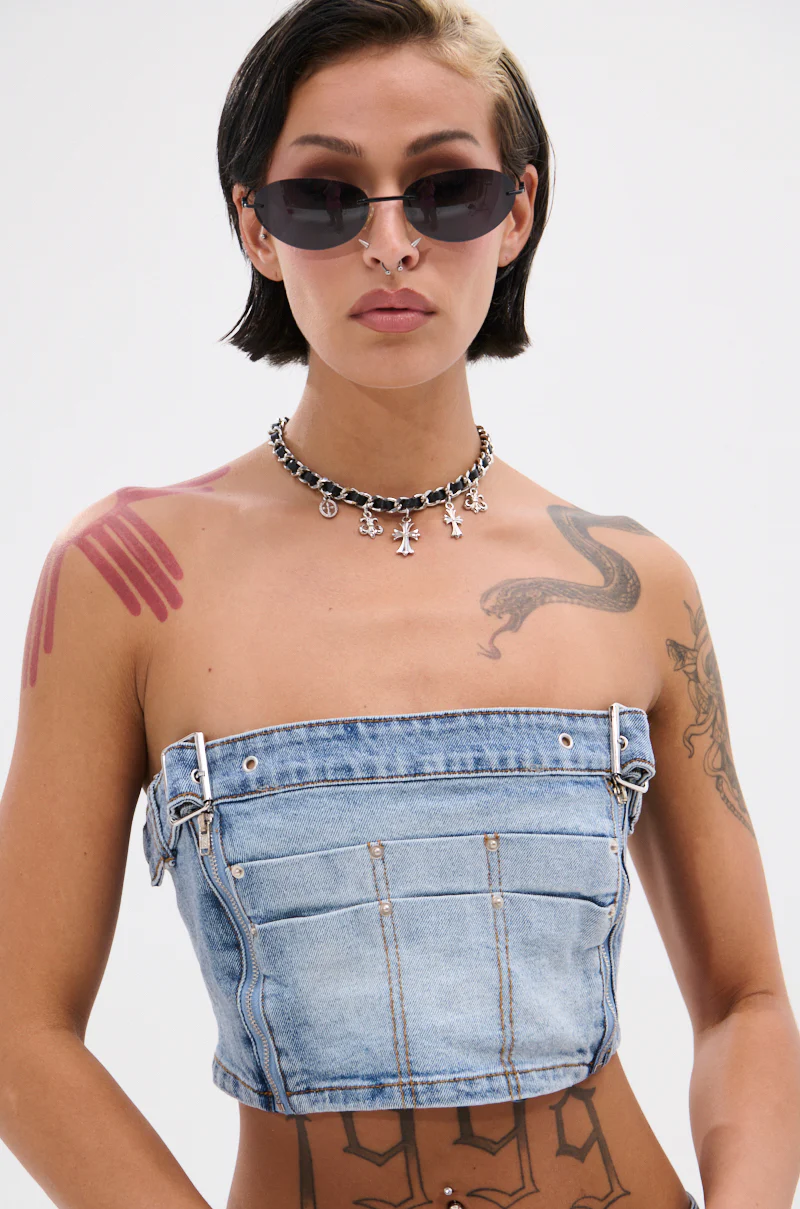 ASHLIN DENIM TUBE TOP - Image 2