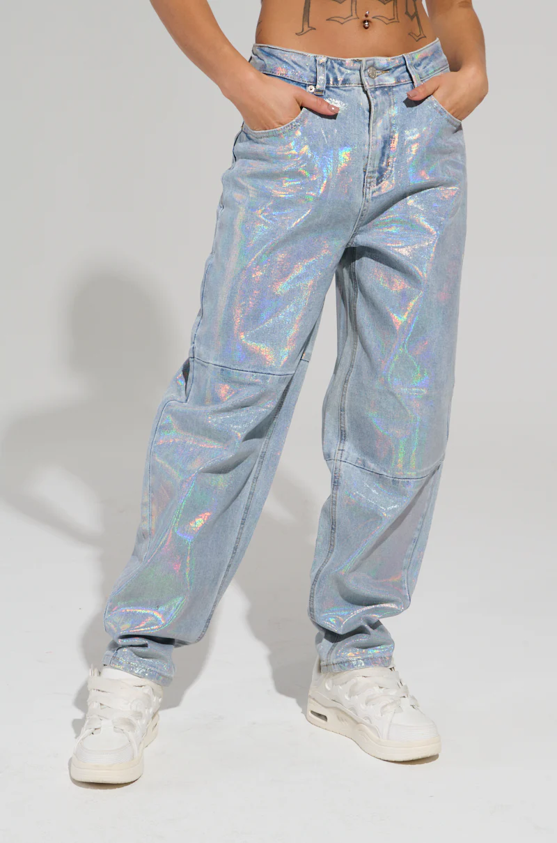 ASTRONOMICAL SILVER GILDED BARREL DENIM PANT - Image 3