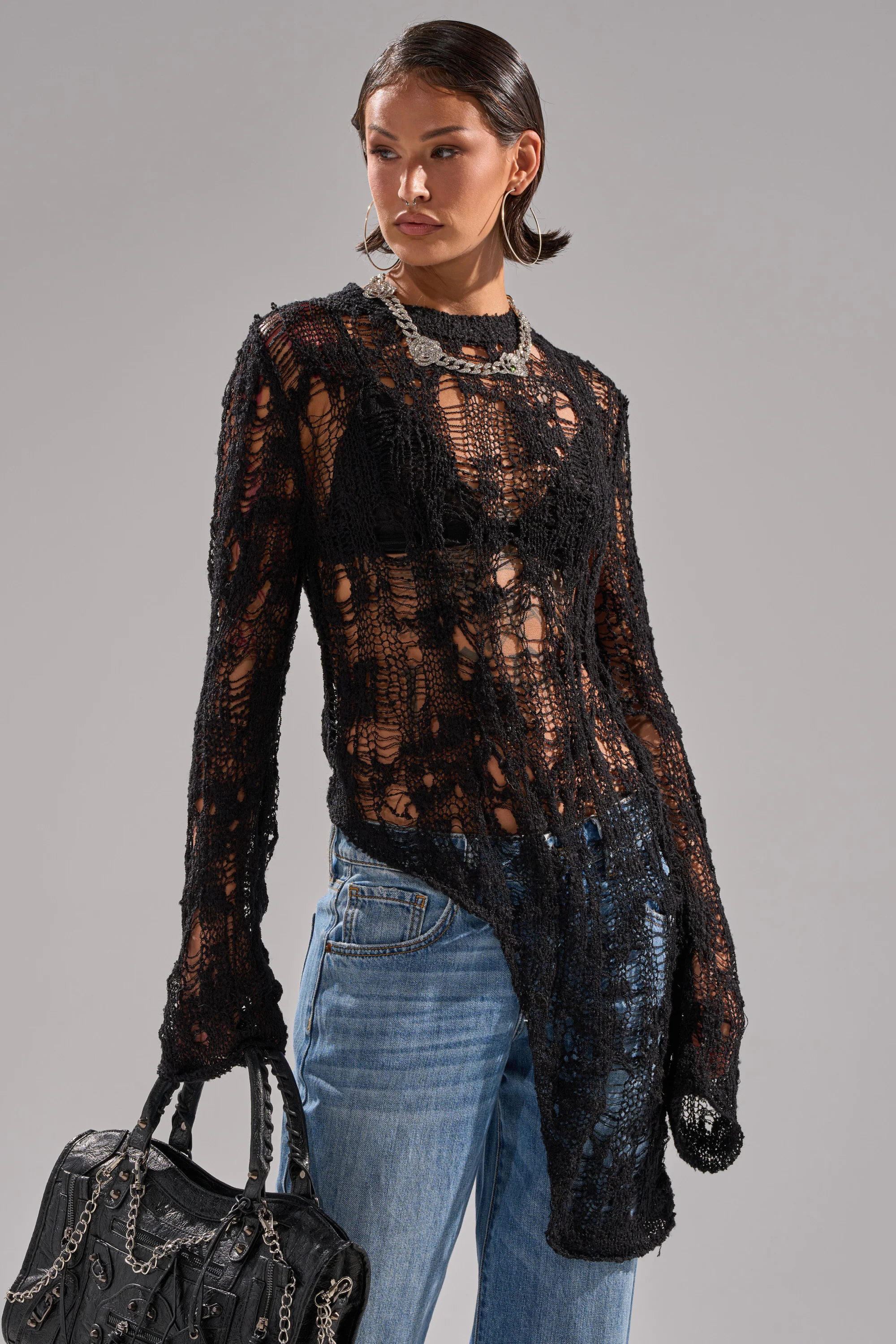 ASYMMETRICAL KNIT SWEATER - Image 3