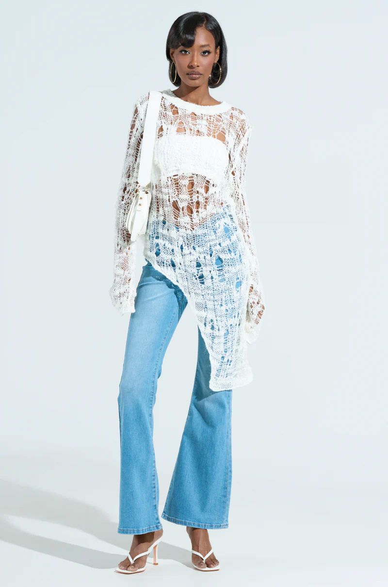 ASYMMETRICAL KNIT TOP IN IVORY - Image 6