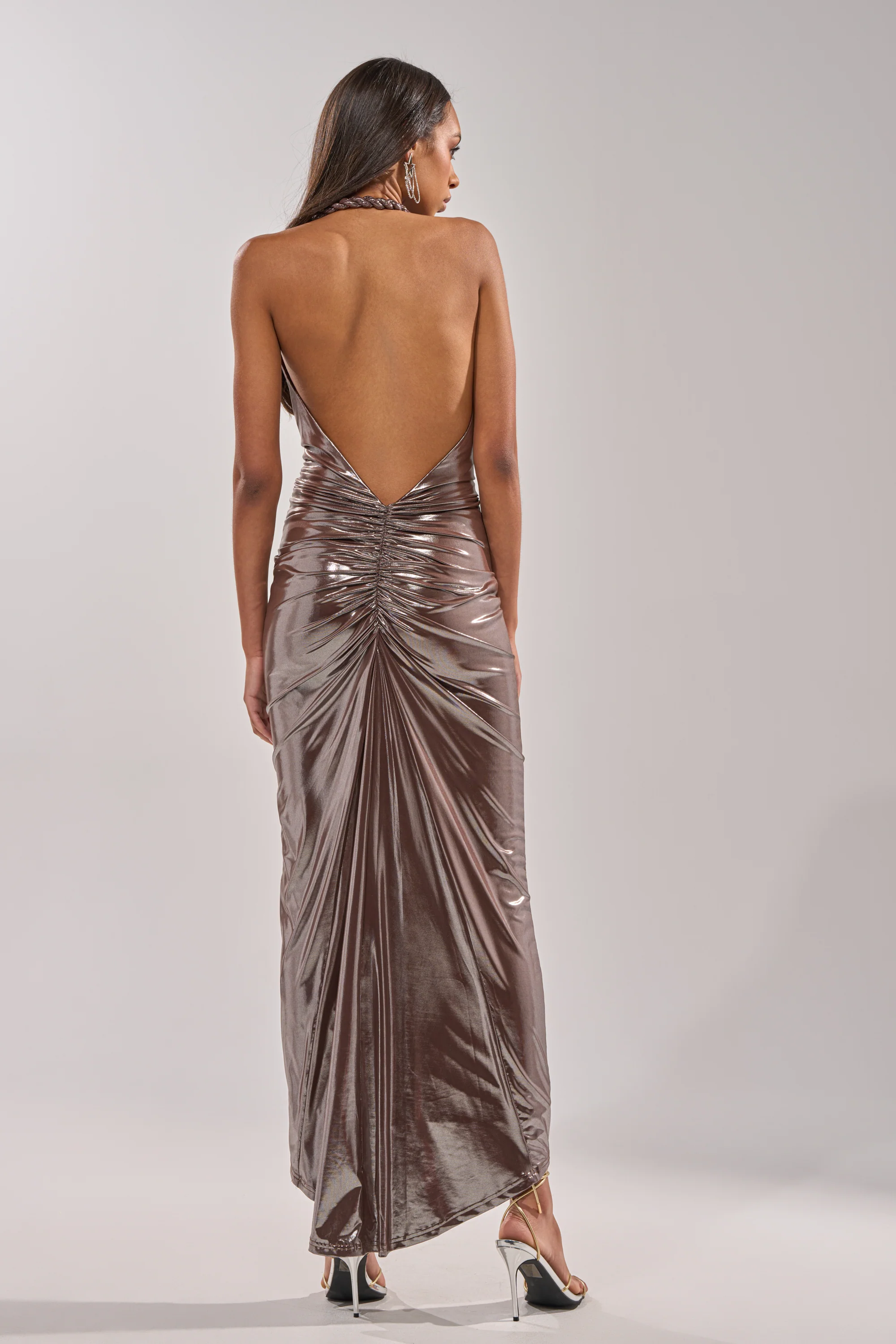 ATHENA METALLIC HALTER NECK MAXI DRESS - Image 6