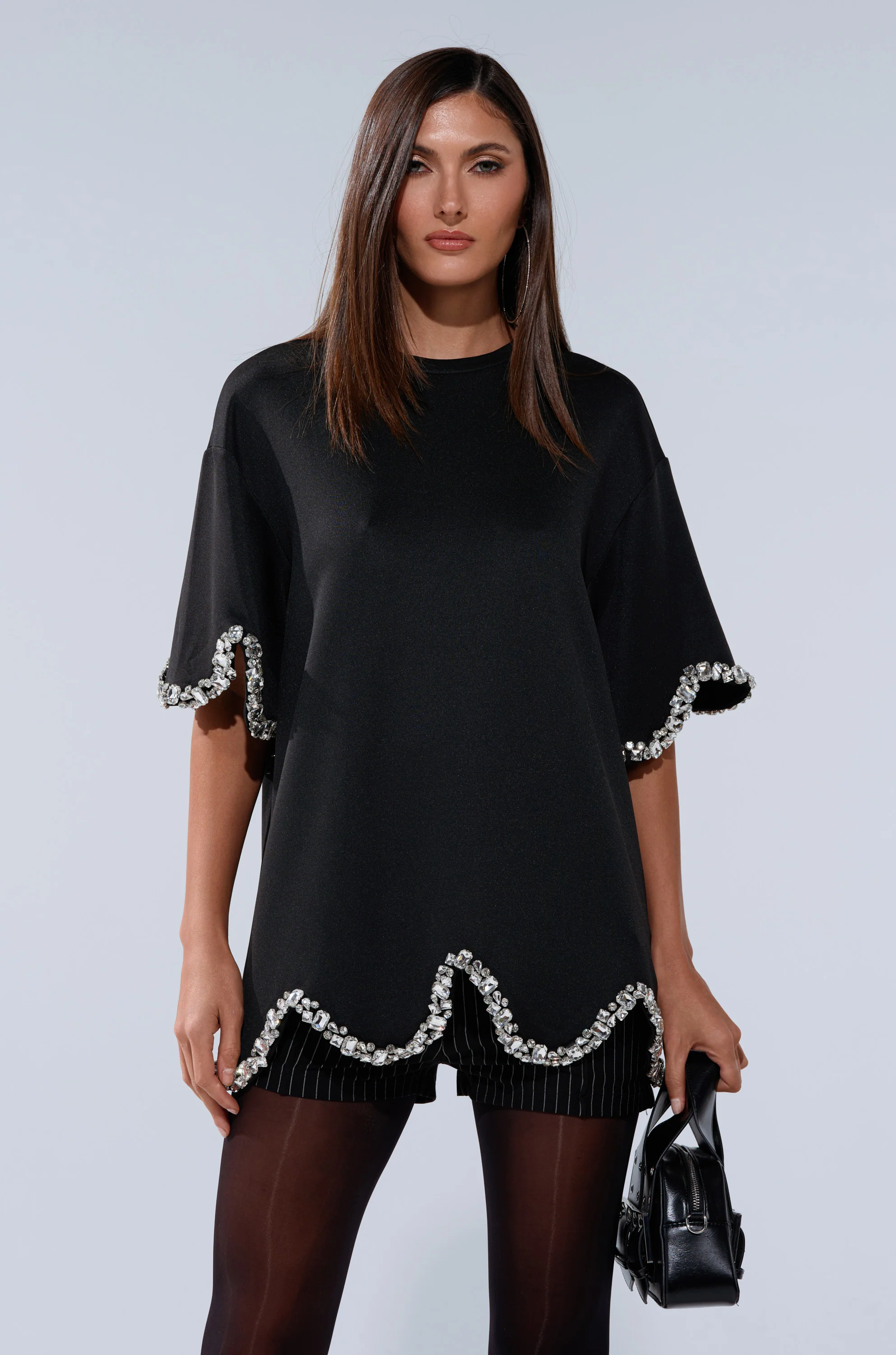 AT LEAST I'M ALIVE OVERSIZED TEE WITH RHINESTONES - Image 2
