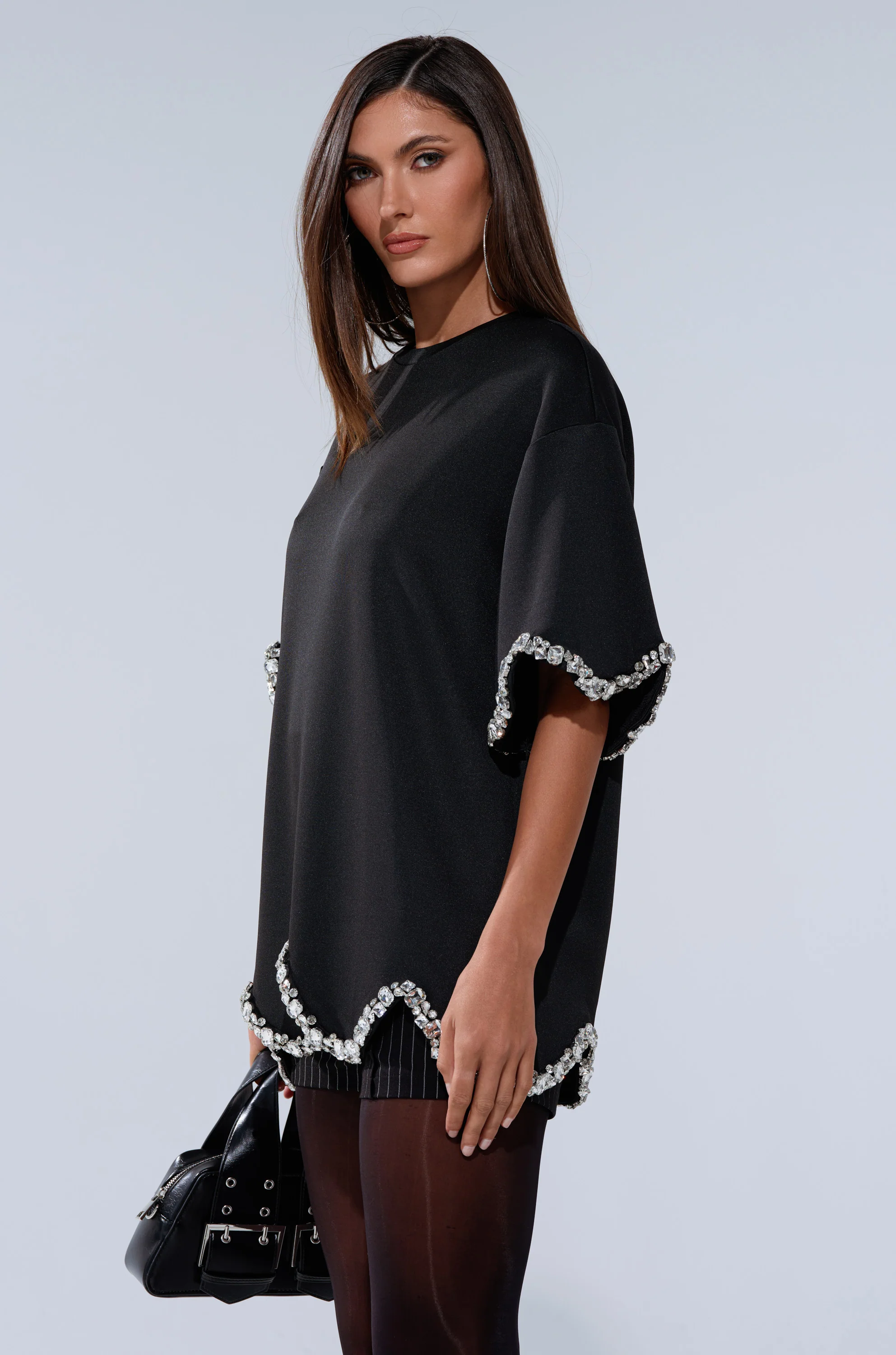 AT LEAST I'M ALIVE OVERSIZED TEE WITH RHINESTONES - Image 4