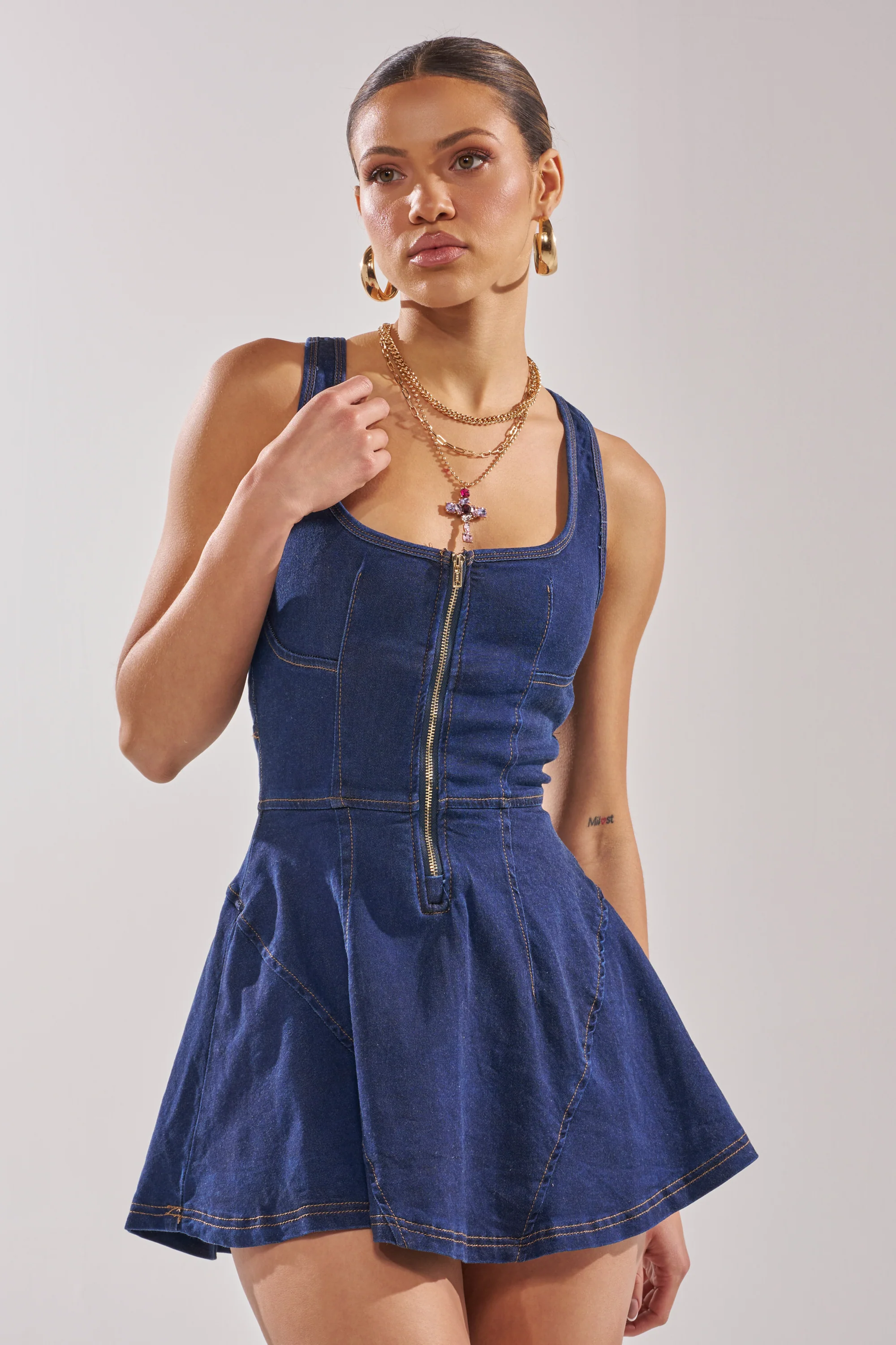 AUDREY DENIM MINI DRESS - Image 4