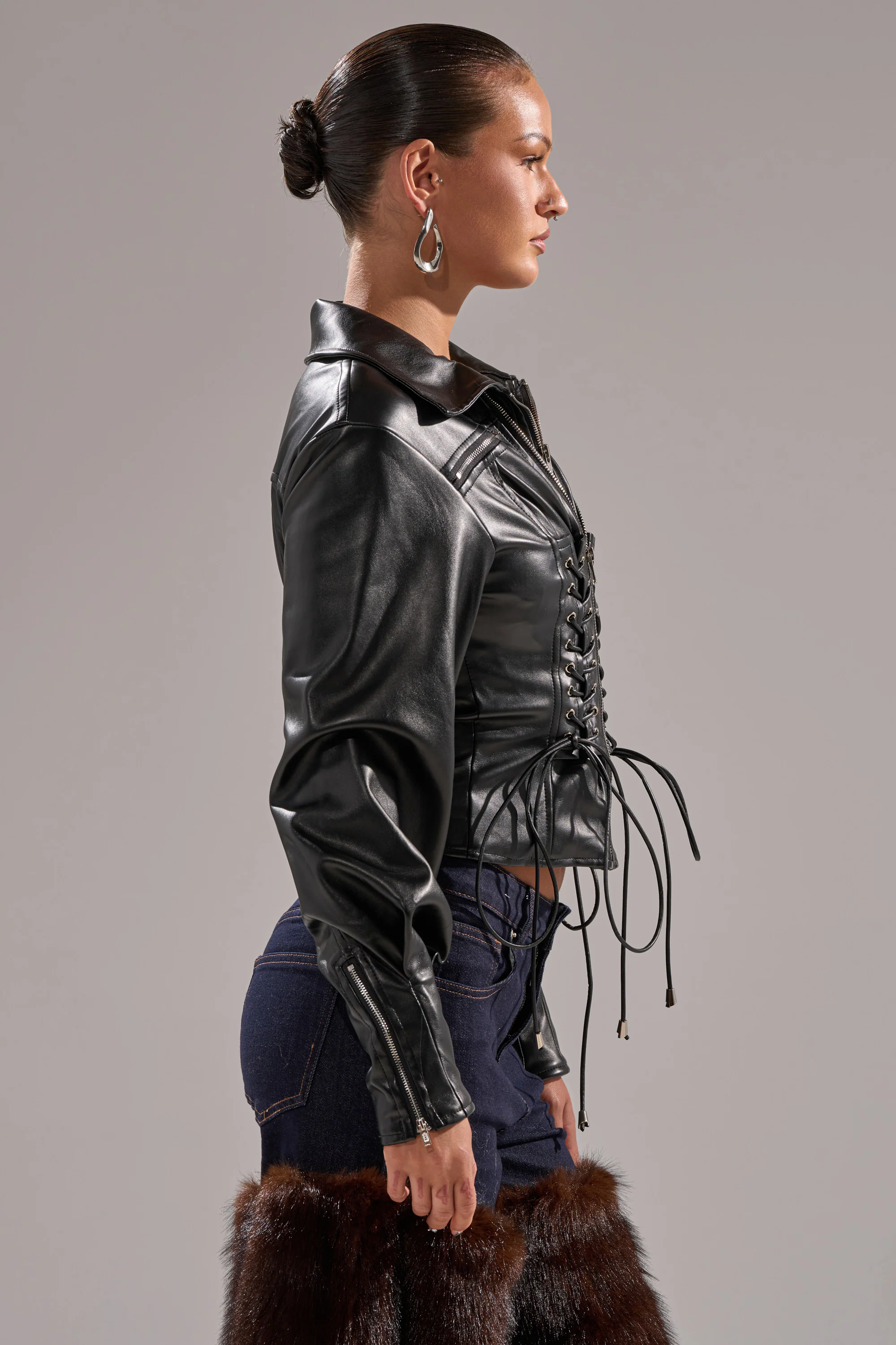 AUDREY FAUX LEATHER BLOUSE - Image 5