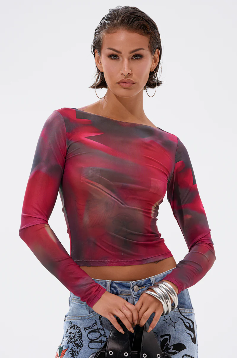 AURA LONG SLEEVE MESH TOP - Image 2