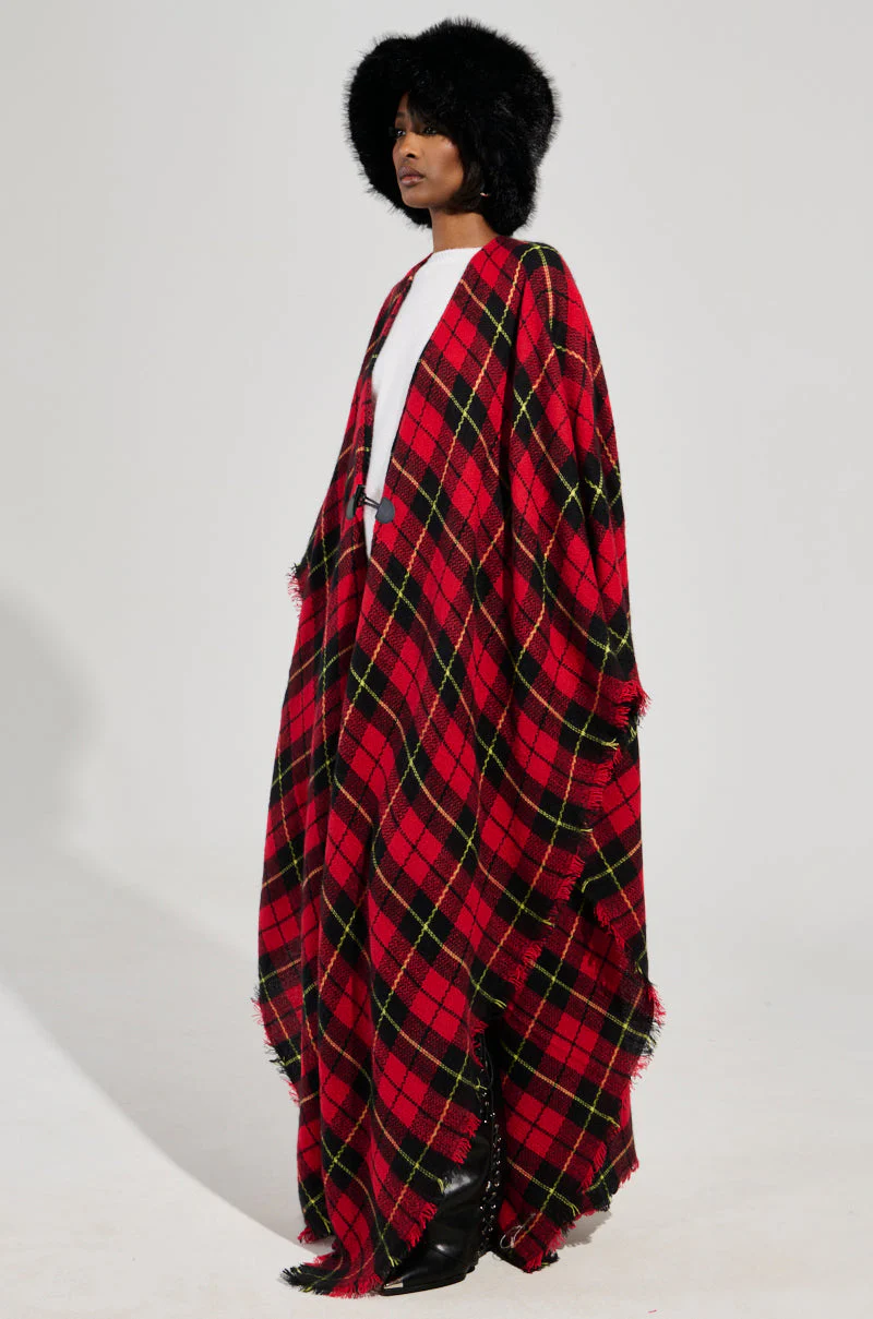AURETA LONG PLAID PONCHO - Image 6