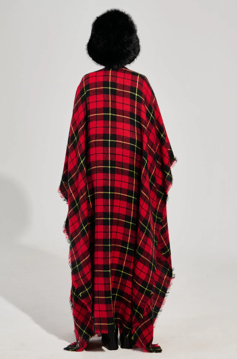 AURETA LONG PLAID PONCHO - Image 7