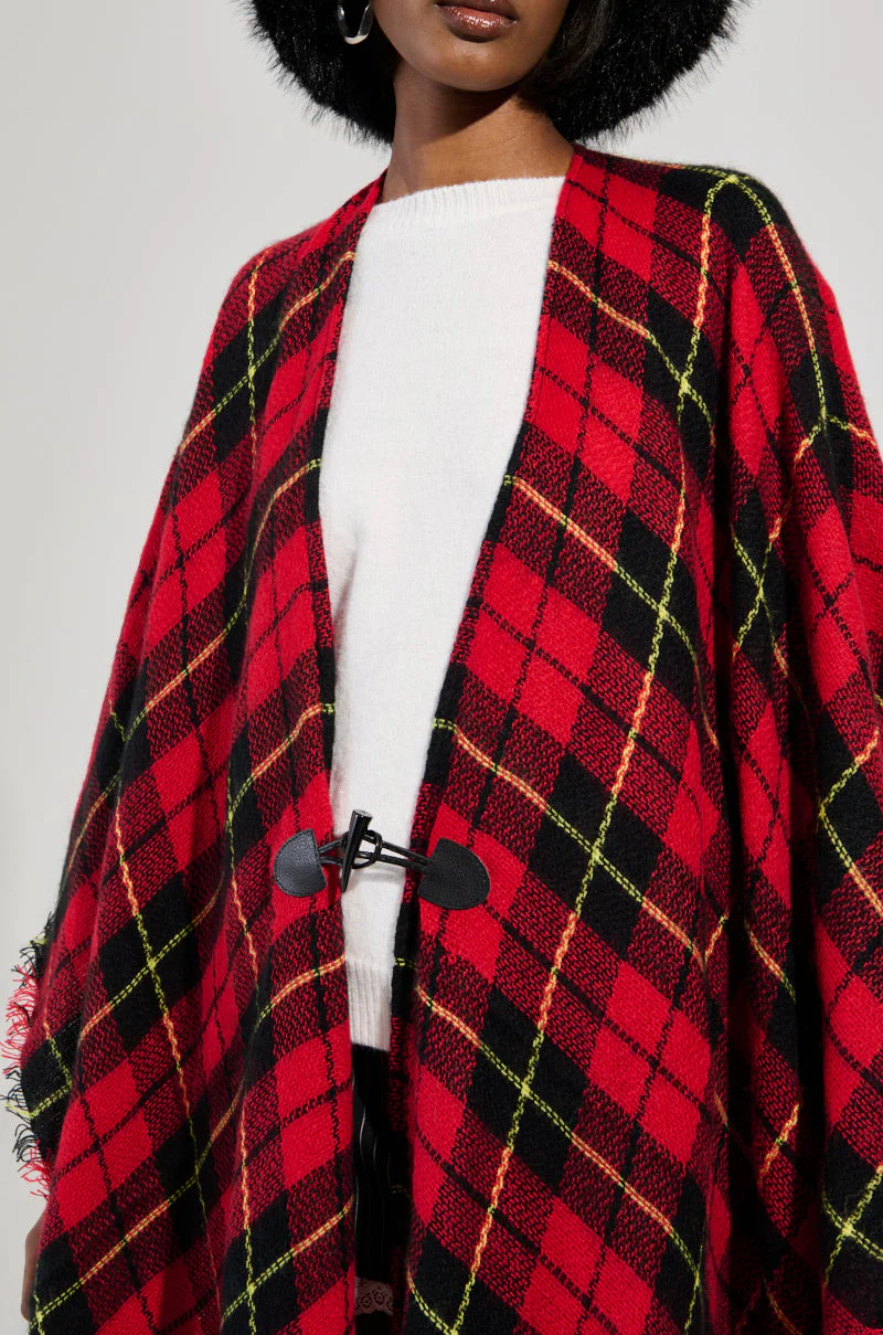 AURETA LONG PLAID PONCHO - Image 8