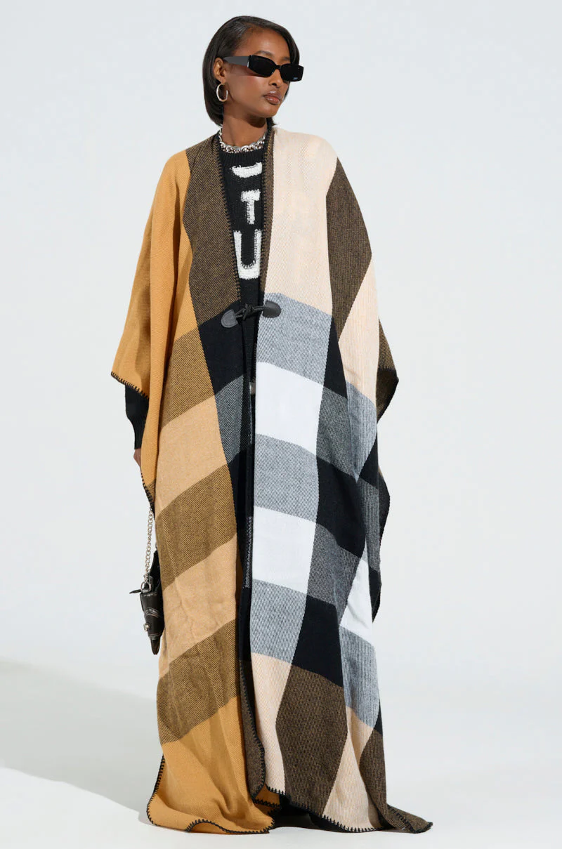 AURETA NEW PLAID MAXI PONCHO - Image 2