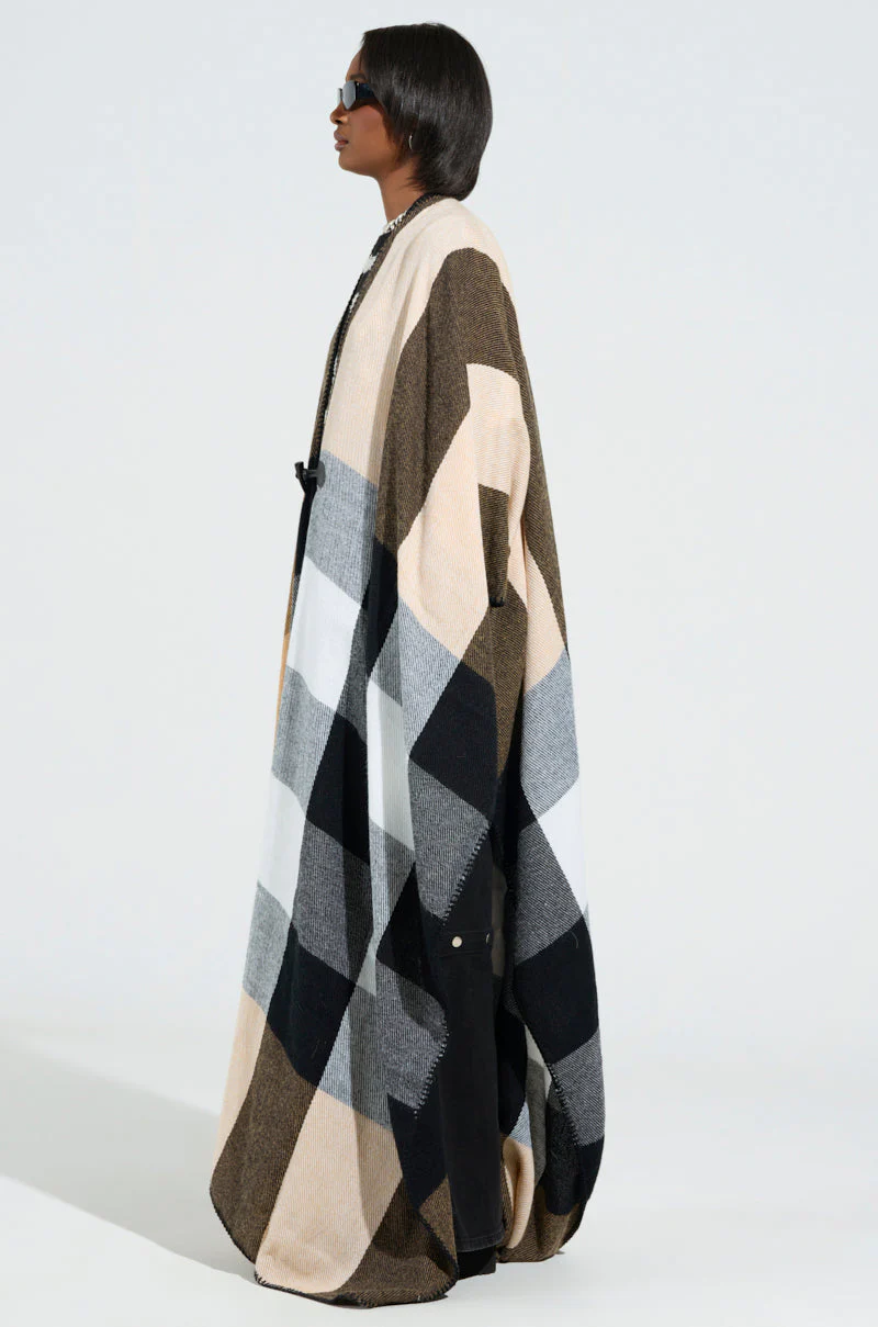 AURETA NEW PLAID MAXI PONCHO - Image 3