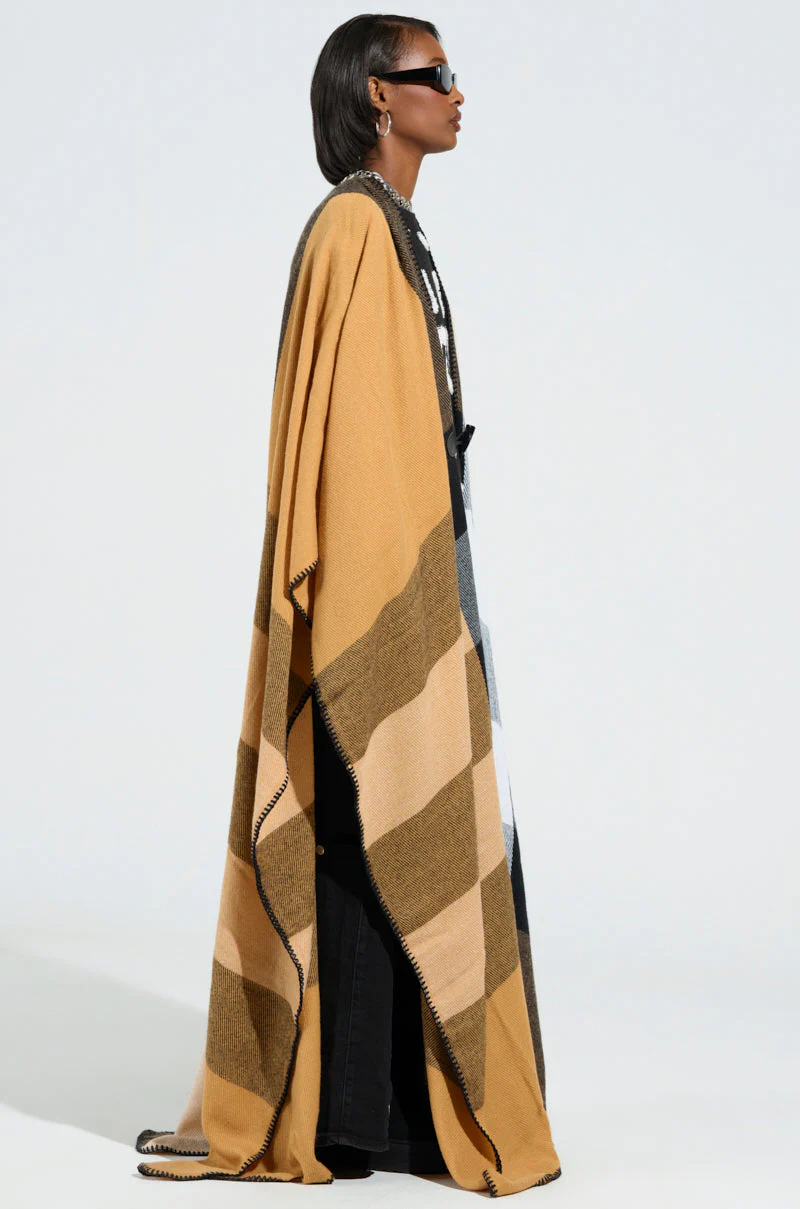 AURETA NEW PLAID MAXI PONCHO - Image 4