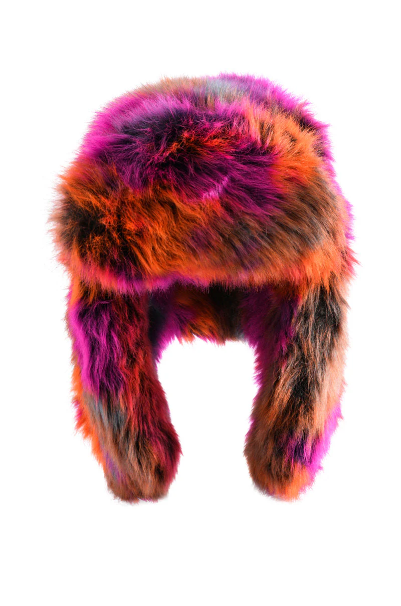AVI FAUX FUR HAT IN MULTI - Image 2
