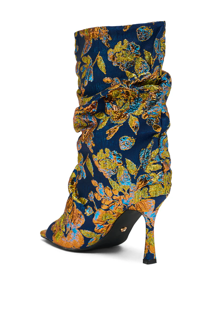 AZALEA ROZSI BLUE MULTI BROCADE OPEN TOE STILETTO BOOTIE - Image 5