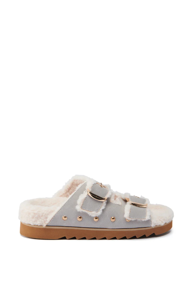 AZALEA WANG TRESOR GREY FUZZY SANDAL - Image 3