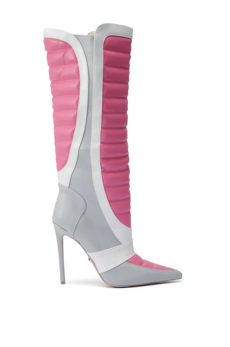 AZALEA WANG AMORETTA PINK COLOR BLOCK STILETTO BOOT - Image 3