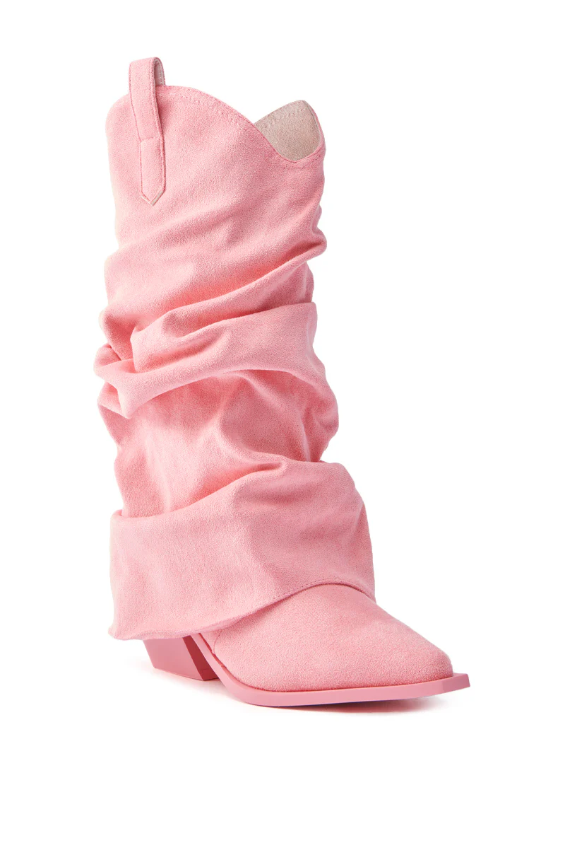 AZALEA WANG HAWKSTON BABY PINK FAUX SUEDE WESTERN BOOT - Image 4