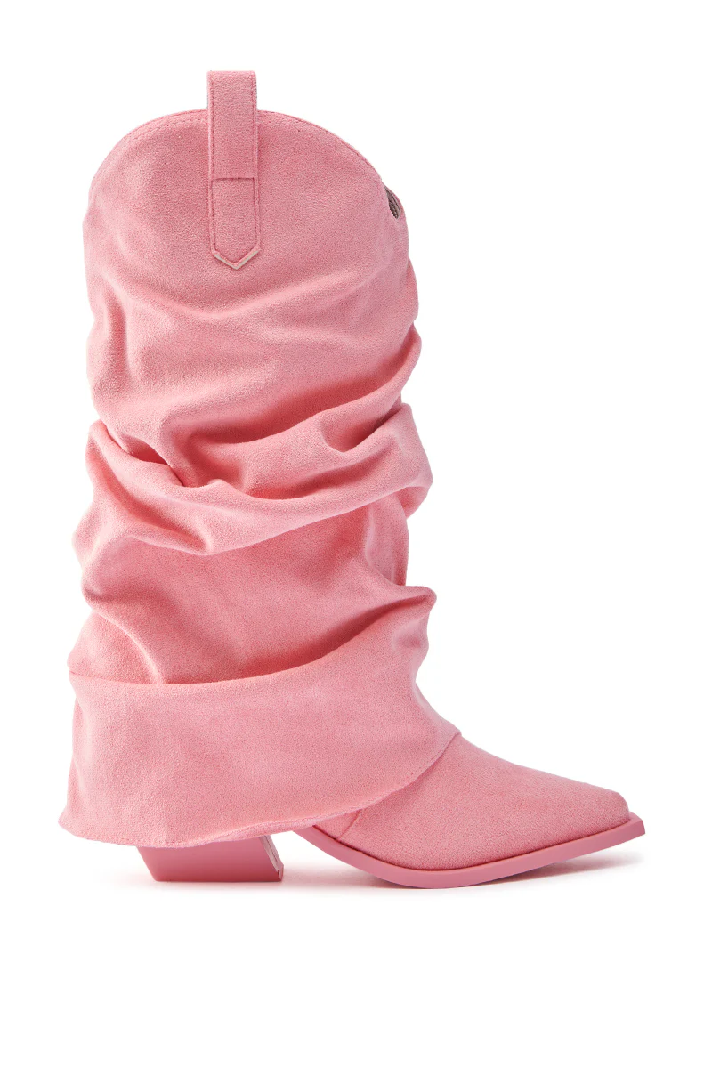 AZALEA WANG HAWKSTON BABY PINK FAUX SUEDE WESTERN BOOT - Image 5