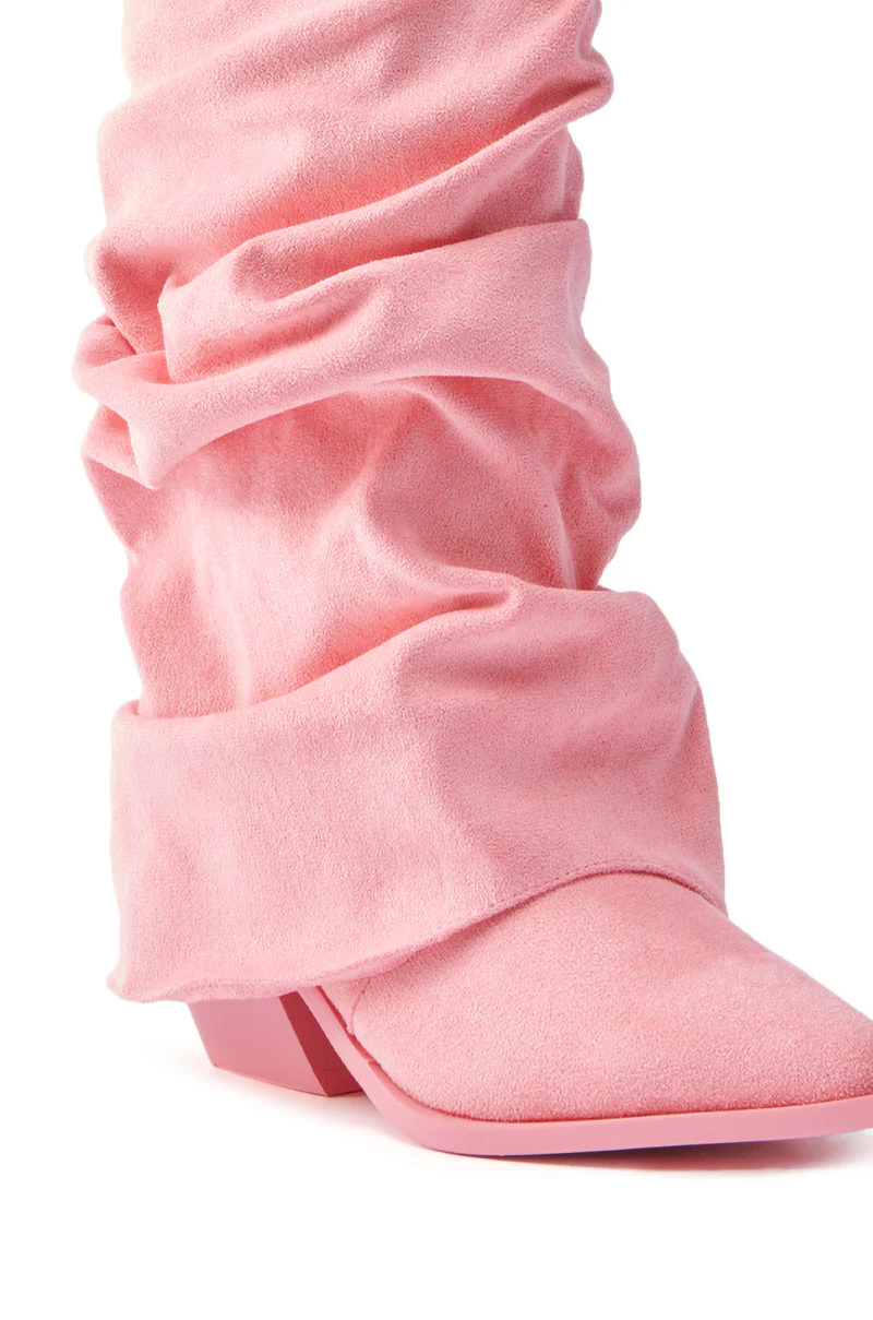 AZALEA WANG HAWKSTON BABY PINK FAUX SUEDE WESTERN BOOT - Image 7