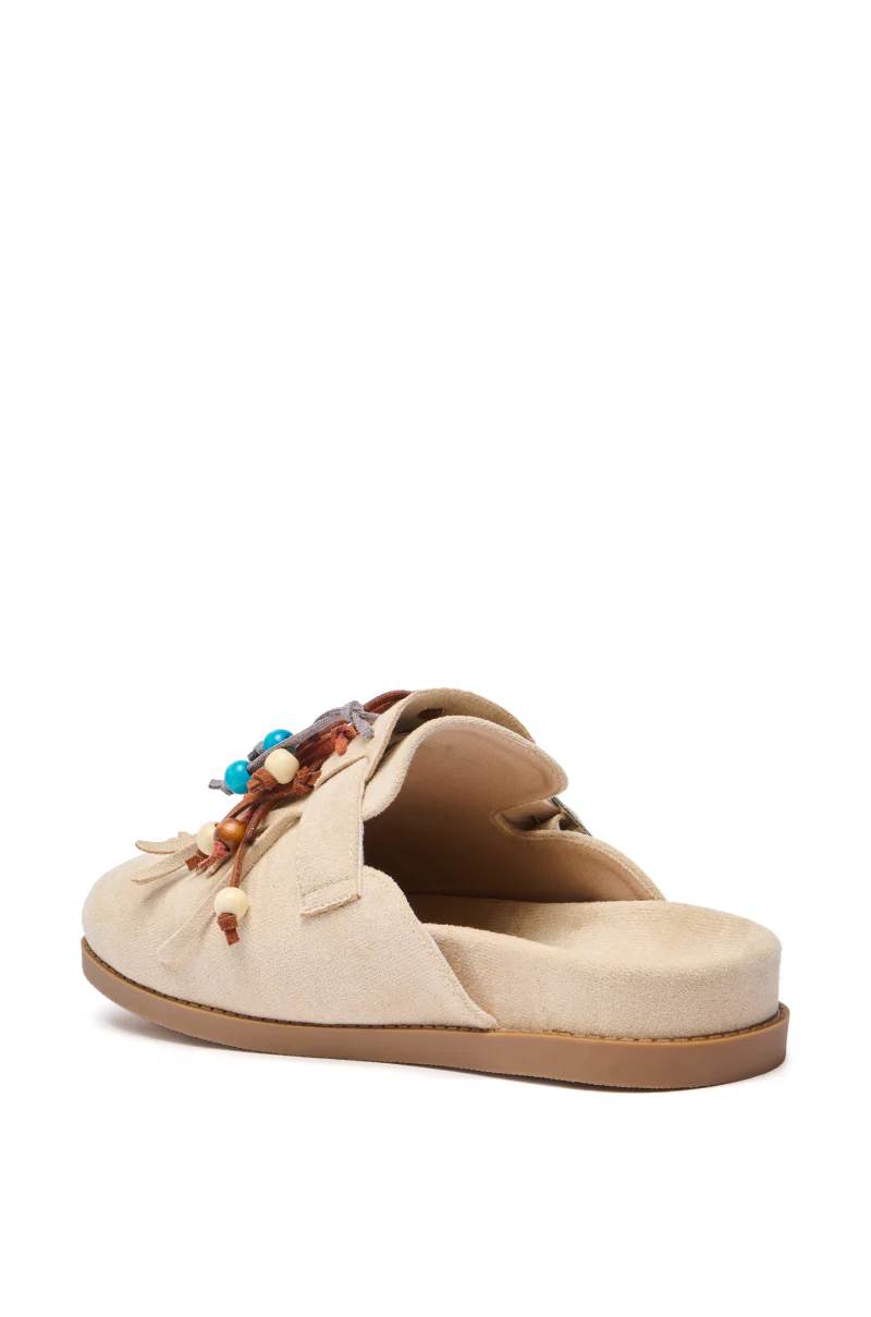 AZALEA WANG ABEILLE BEIGE FAUX SUEDE FRINGE CLOG - Image 4