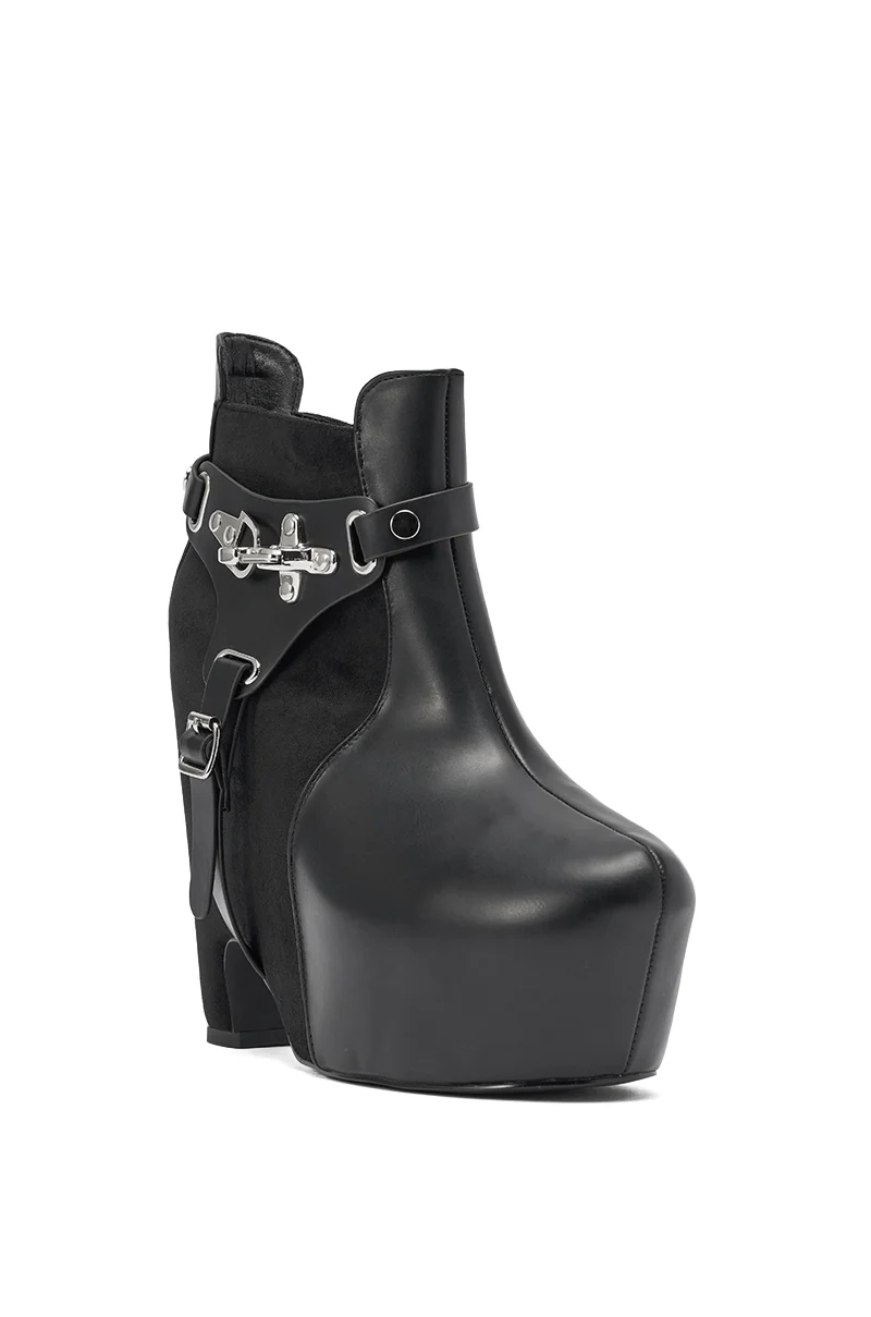 AZALEA WANG ABYSS BLACK WEDGE PLATFORM BOOTIE - Image 6