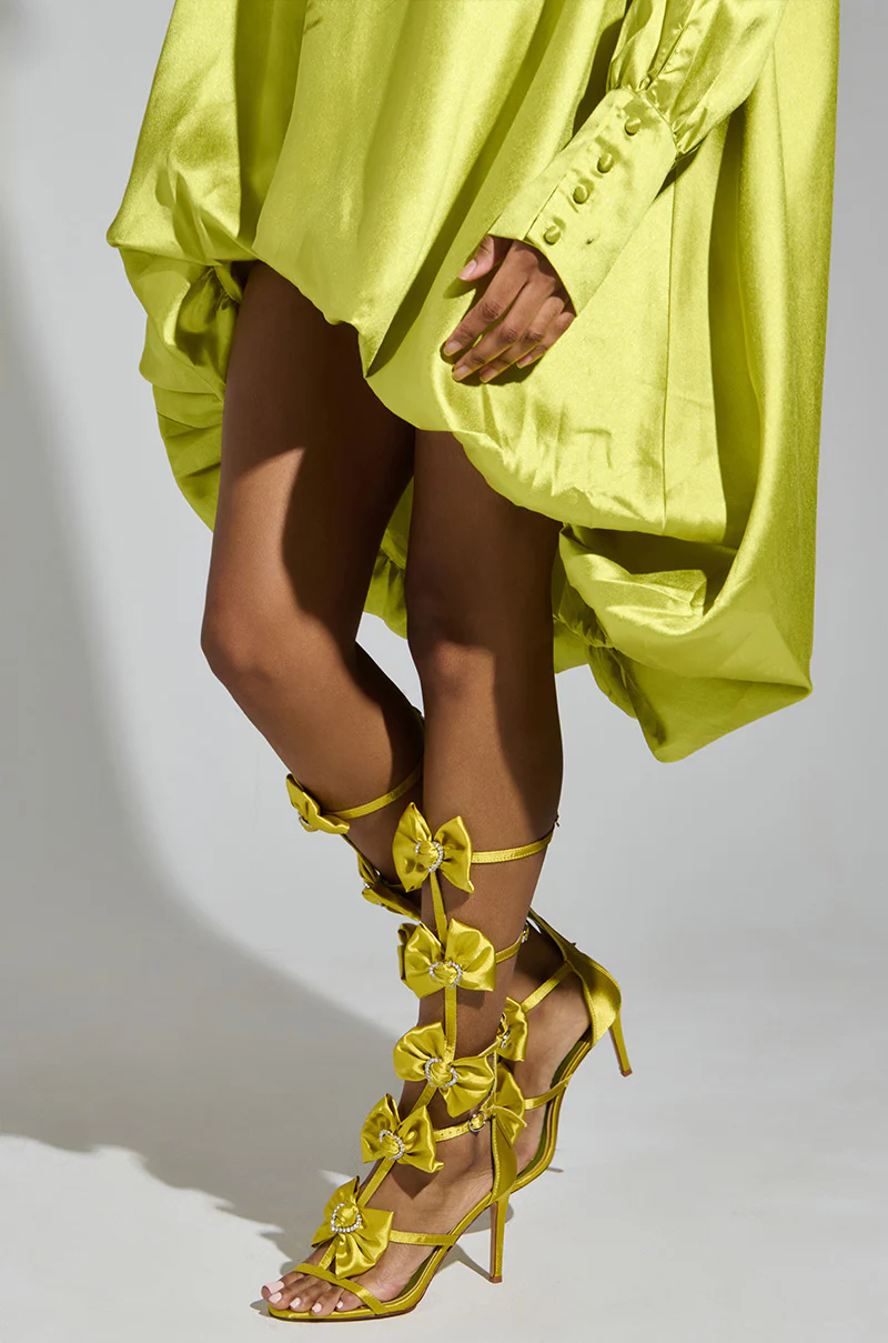 AZALEA WANG AERIN LIME BOW EMBELLISHED GLADIATOR STILETTO SANDAL - Image 3