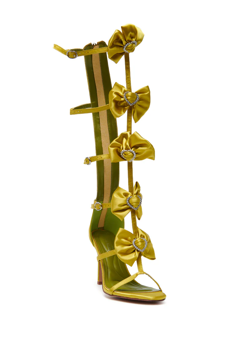 AZALEA WANG AERIN LIME BOW EMBELLISHED GLADIATOR STILETTO SANDAL - Image 5