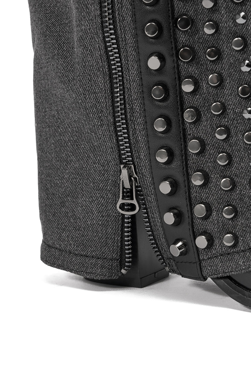 AZALEA WANG AGUSTUE BLACK STUDDED WESTERN BOOT - Image 11