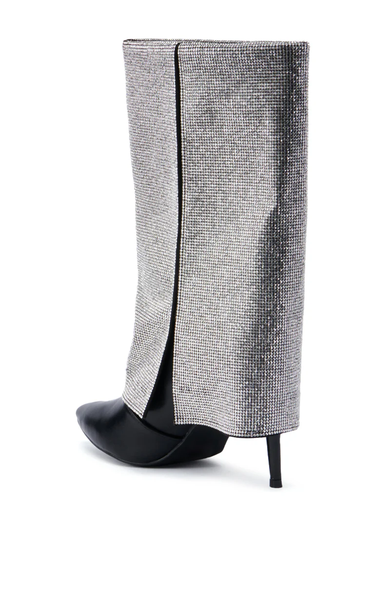 AZALEA WANG AISLING BLACK SPARKLE COVERED HEEL BOOT - Image 5