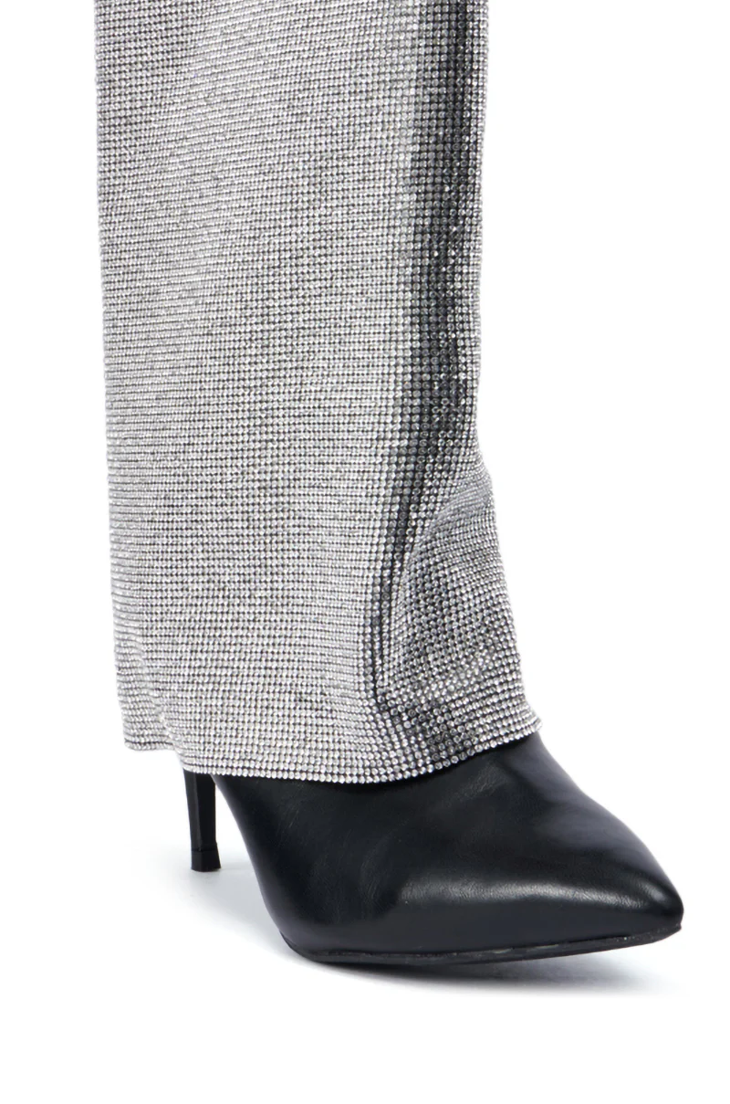 AZALEA WANG AISLING BLACK SPARKLE COVERED HEEL BOOT - Image 6