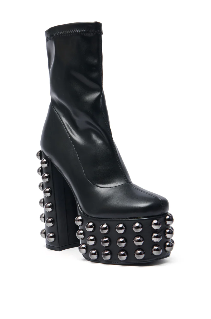 AZALEA WANG AKITO BLACK GUN METAL STUDDED PLATFORM BOOTIE - Image 3