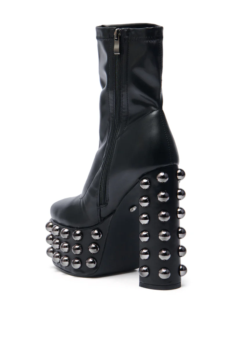 AZALEA WANG AKITO BLACK GUN METAL STUDDED PLATFORM BOOTIE - Image 4