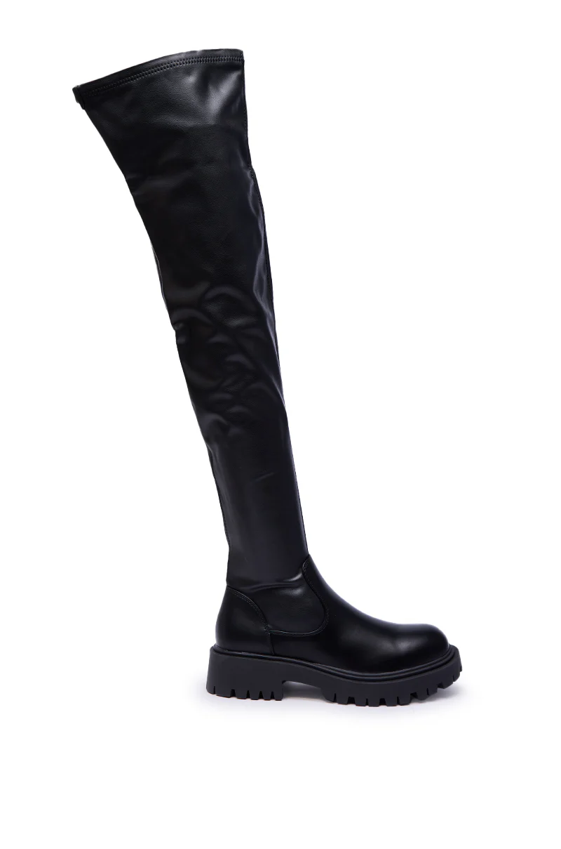 AZALEA WANG ALINAFE BLACK OVER THE KNEE STRETCH PU BOOT - Image 5