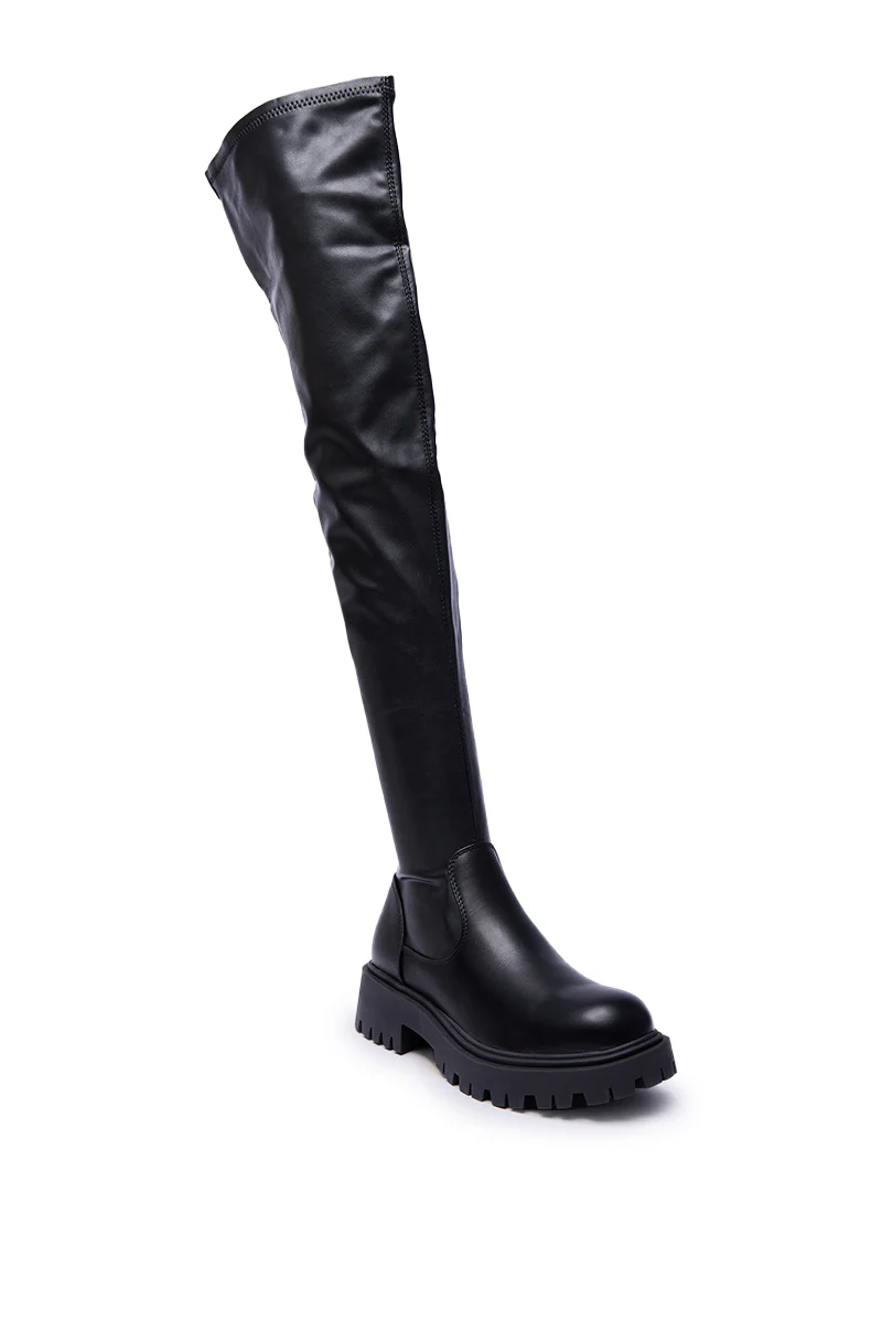 AZALEA WANG ALINAFE BLACK OVER THE KNEE STRETCH PU BOOT - Image 6