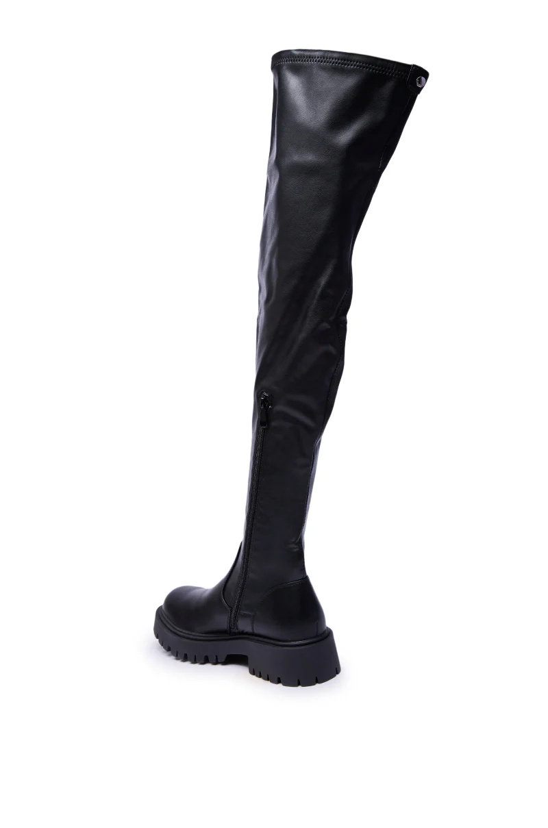 AZALEA WANG ALINAFE BLACK OVER THE KNEE STRETCH PU BOOT - Image 7