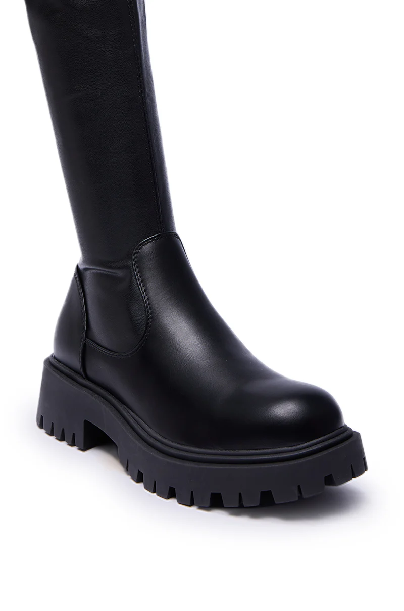 AZALEA WANG ALINAFE BLACK OVER THE KNEE STRETCH PU BOOT - Image 8