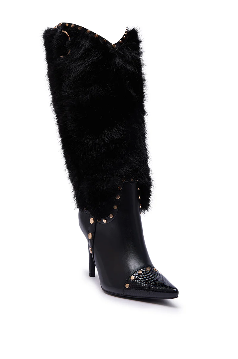 AZALEA WANG ALISETTE BLACK FUR BOOT - Image 5