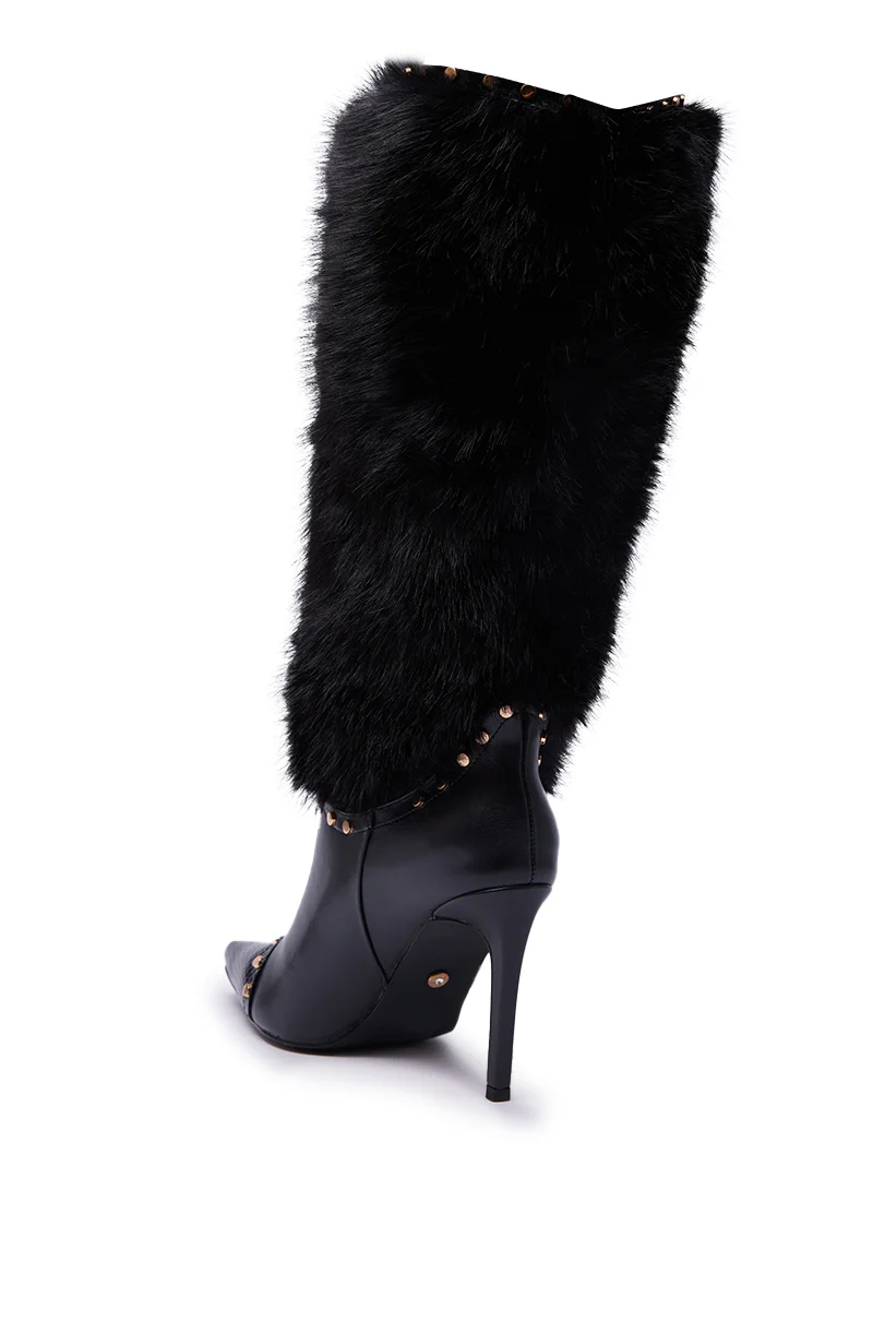AZALEA WANG ALISETTE BLACK FUR BOOT - Image 6